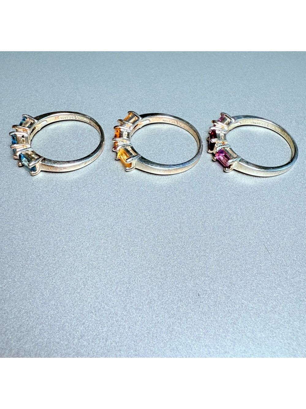 3 Stack Individual Rings Citrine Topaz Amethyst Gemstone Sterling Silver 925 - Picture 8 of 10